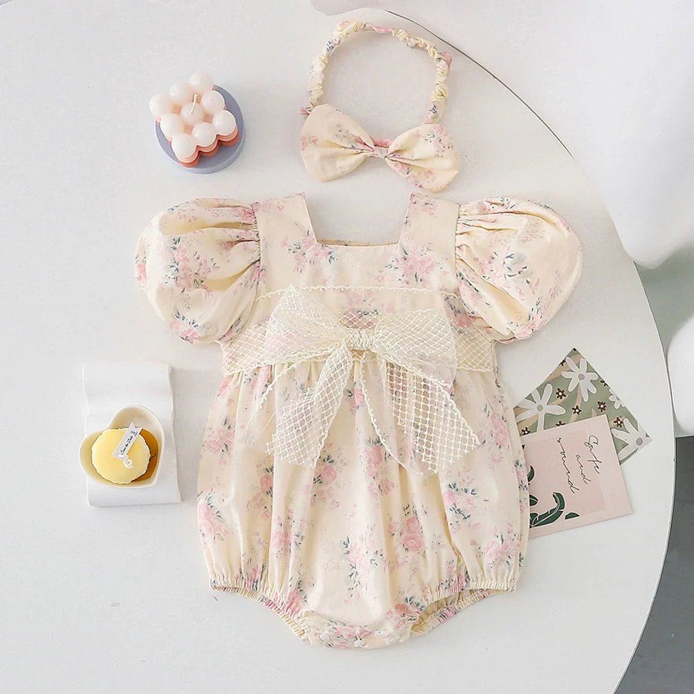 Body/ Vestido Infantil Flores Lacinho