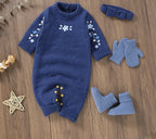Macacão Infantil Azul Florzinhas
