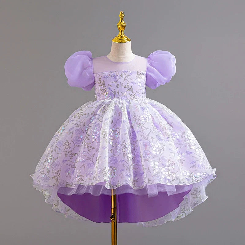 Vestido Infantil Folhas Manga Bufante