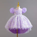 Vestido Infantil Folhas Manga Bufante