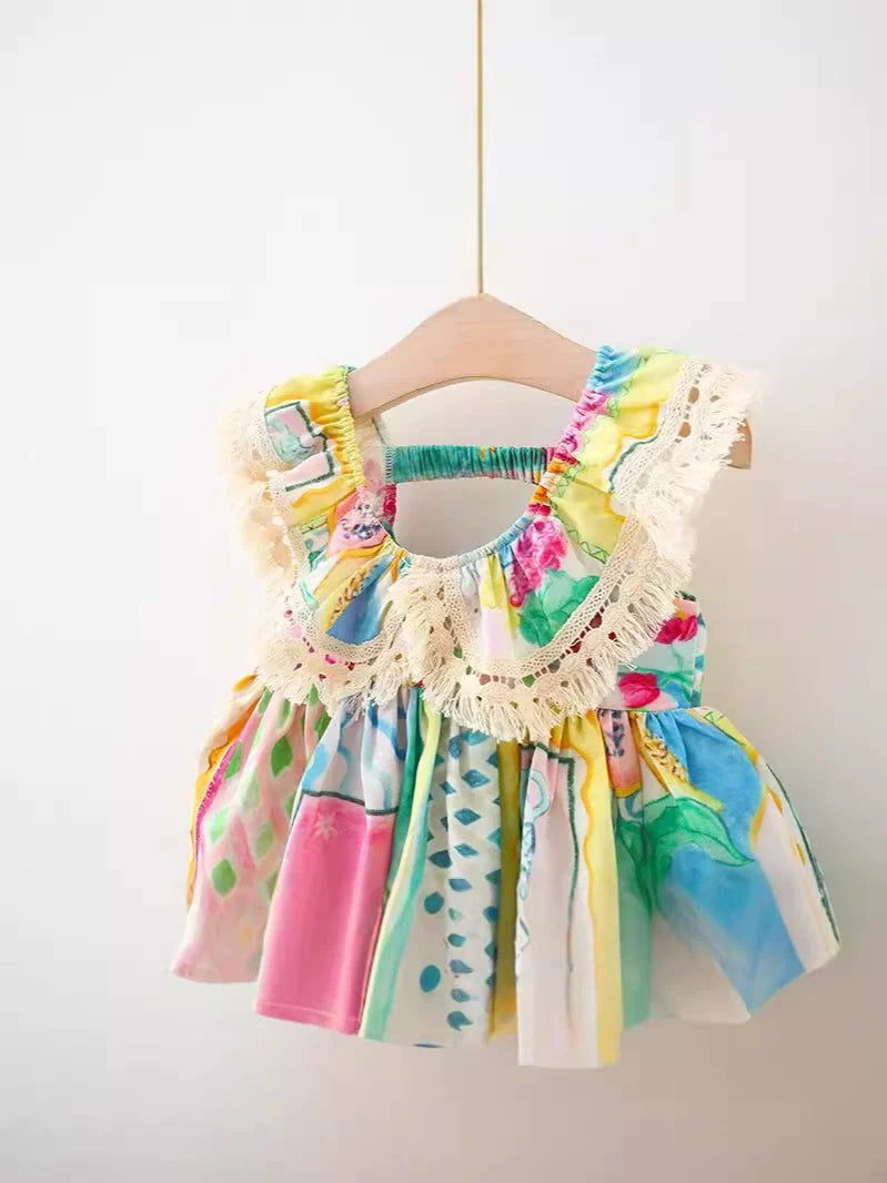 Vestido de Verão Colorido Plumas