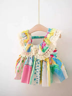Vestido de Verão Colorido Plumas