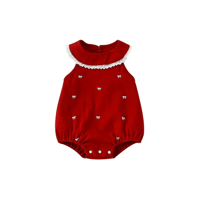 Body Infantil Feminino Vermelho Lacinhos