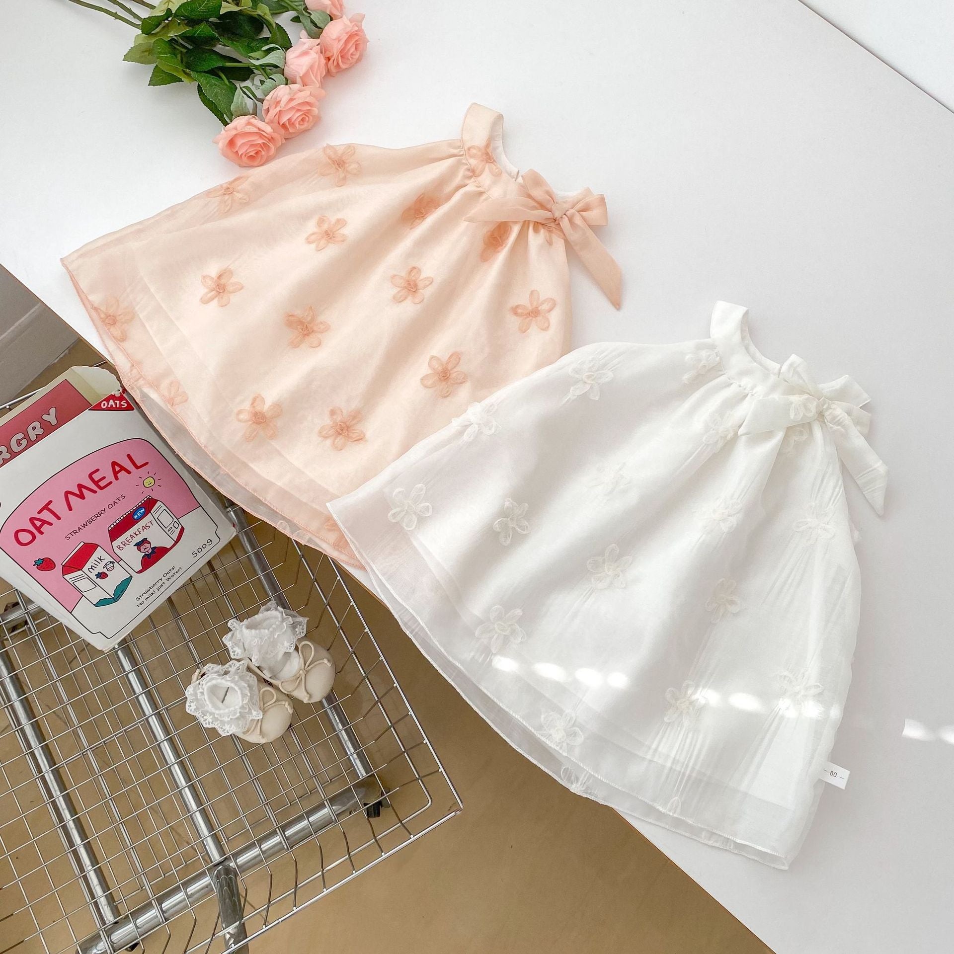 Vestido Infantil de Tule Florzinhas