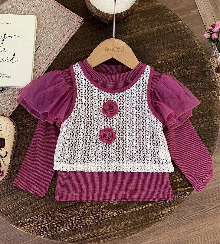 Conjunto Infantil Florzinhas e Jeans
