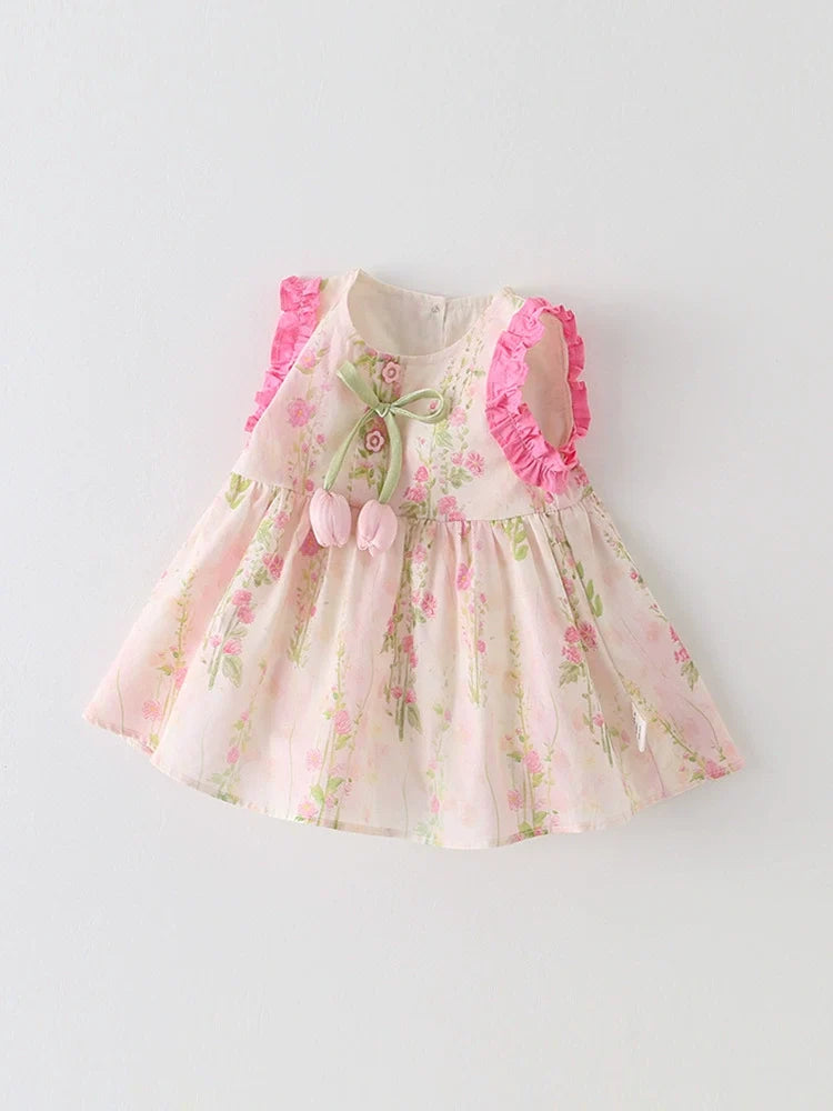 Vestido Infantil Floral Tulipas