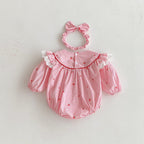 Body/ Vestido Infantil Rosa Cerejinhas