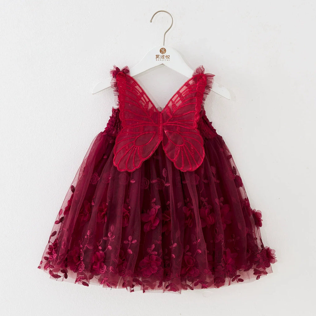 Vestido de Tule Com Flores e Asinha