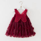 Vestido de Tule Com Flores e Asinha