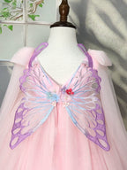 Vestido de Festa Rosa Floral com Asinha