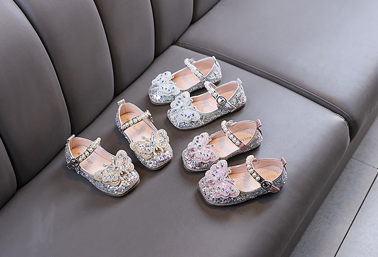 Sapato Infantil Feminino Strass Borboleta