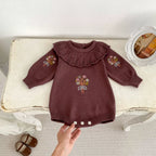 Body Infantil de Tricô Bordadinho Flores