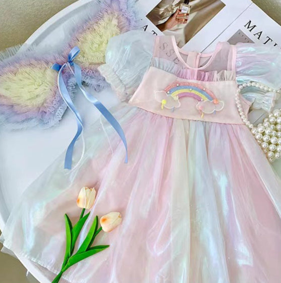 Vestido Infantil Arco íris Asas