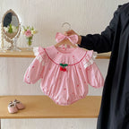 Body/ Vestido Infantil Rosa Cerejinhas