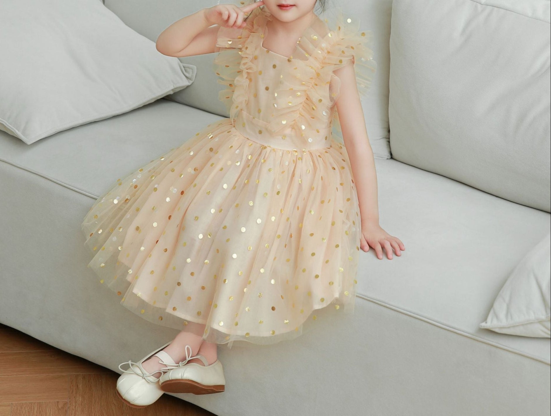 Vestido Infantil de Tule Poá