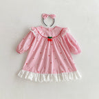 Body/ Vestido Infantil Rosa Cerejinhas