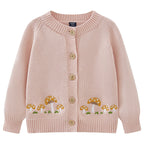 Cardigan Infantil De Tricô Cogumelo