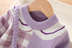 Vestido Infantil Roxo De Tricô Coelhinho