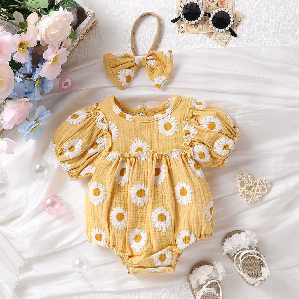 Body Infantil Feminino Margaridas