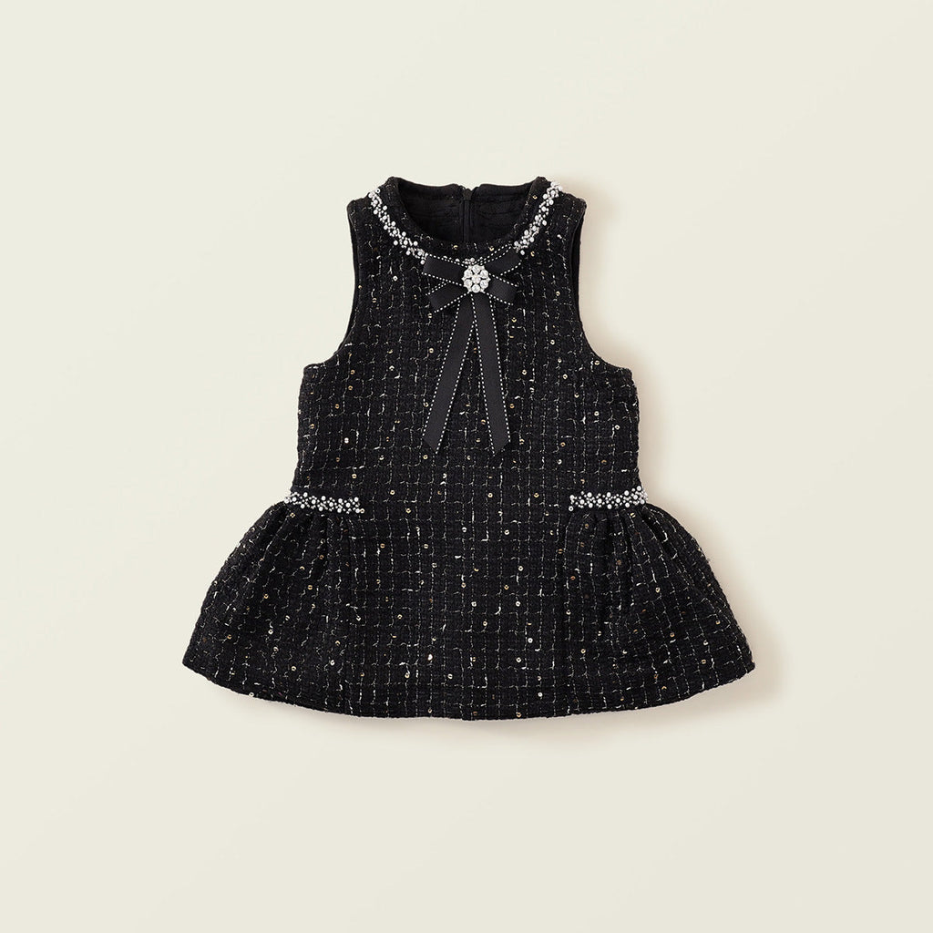Vestido Infantil Preto Brilhante