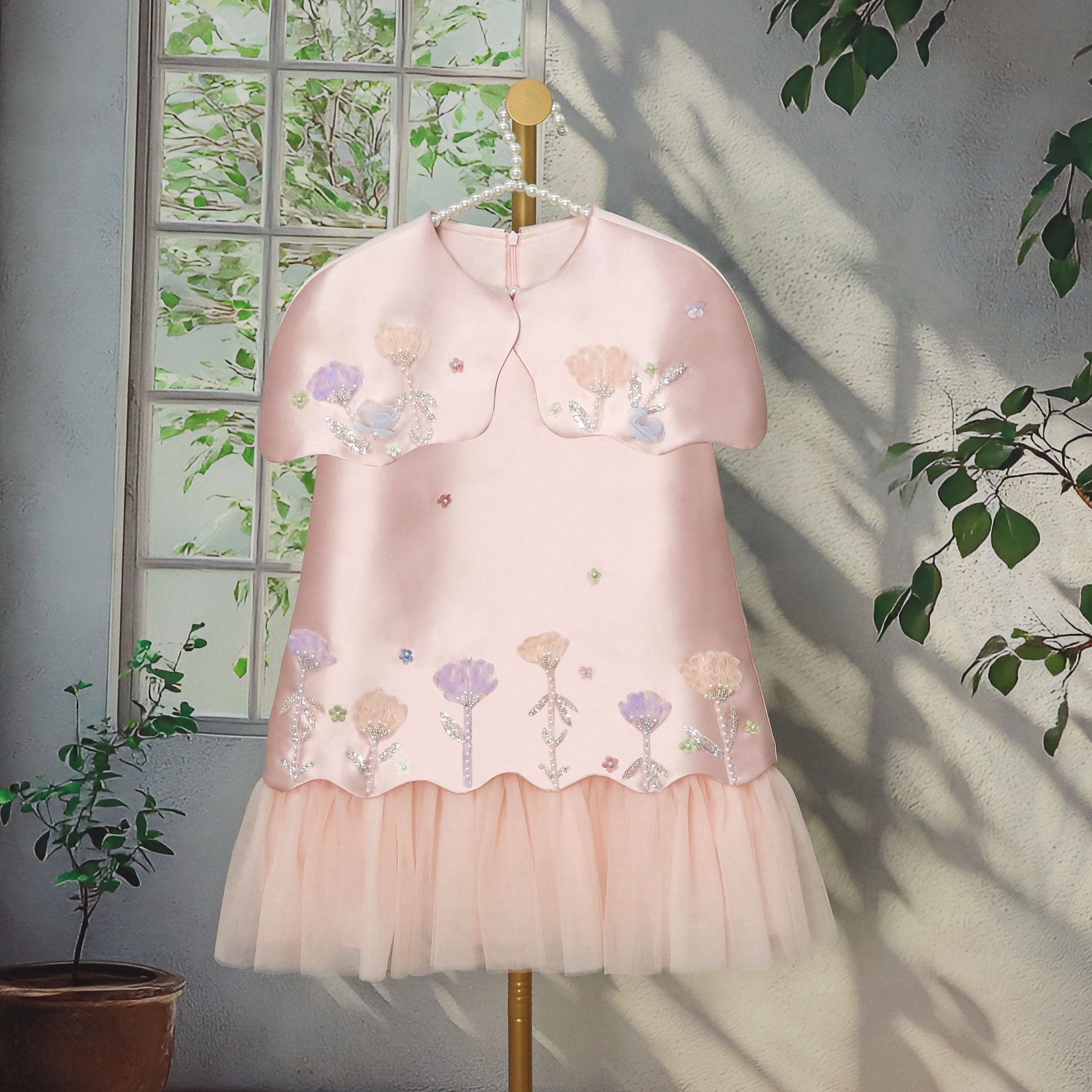 Vestido Infantil Floral Barrinha Tule