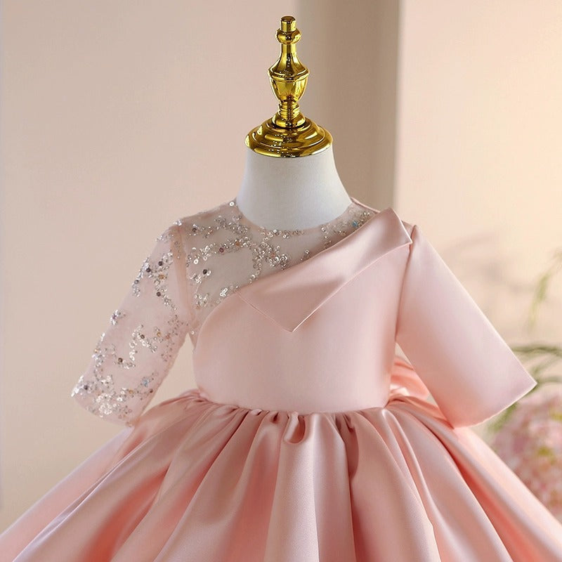 Vestido de Festa Infantil Rosa com Strass