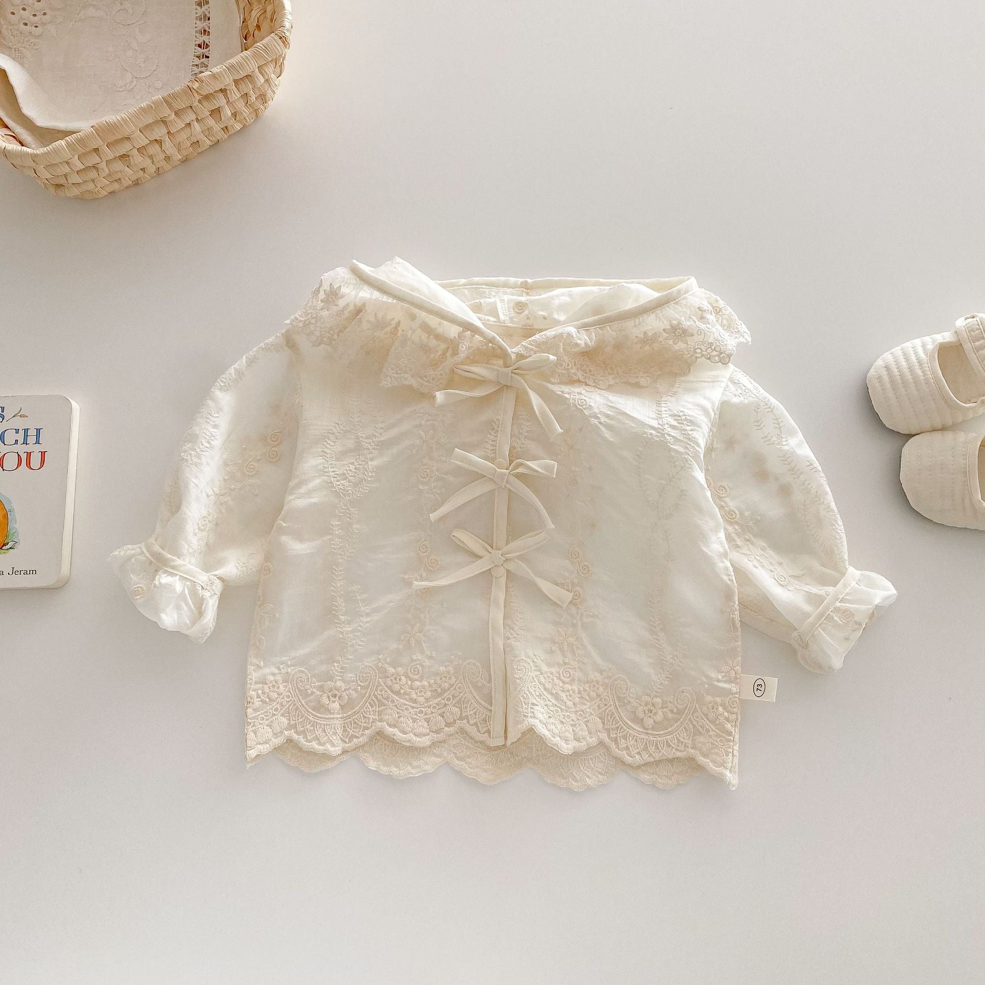 Camisa Infantil Feminina Renda Lacinho