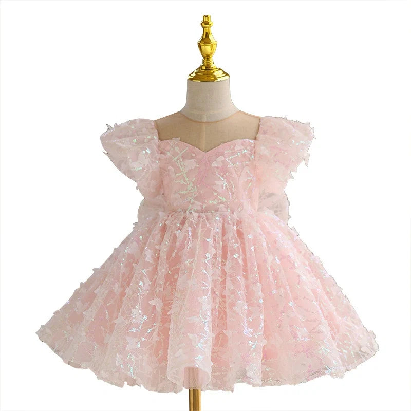 Vestido de Festa Infantil Borboletinhas Brilhante