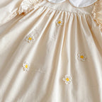 Body/ Vestido Infantil Bege Florzinhas