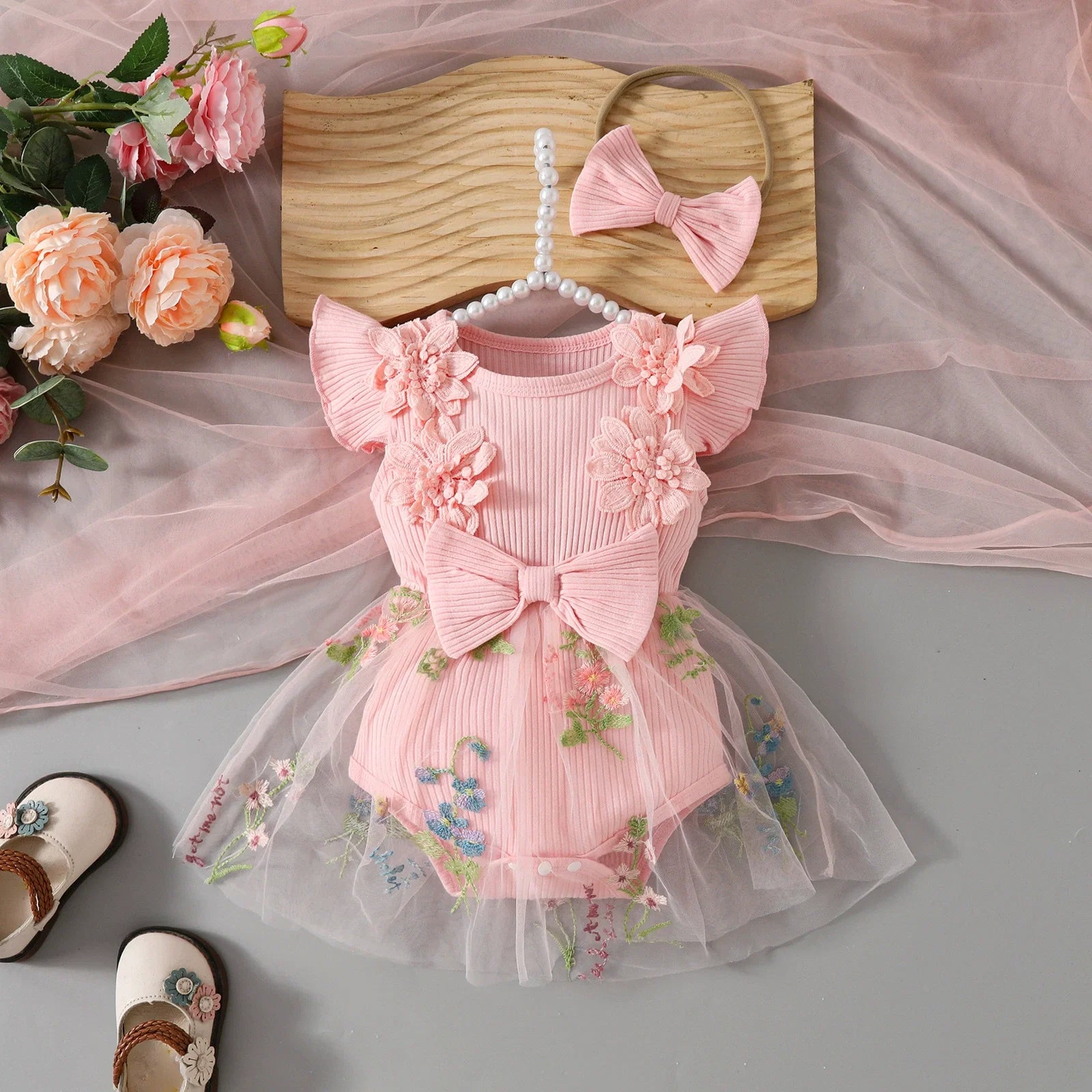 Body Infantil Feminino Floral Lacinho