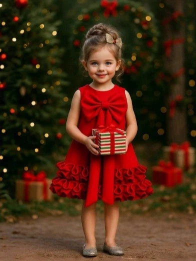 Vestido Infantil Barra Babados e Laço