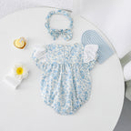 Body/ Vestido Infantil Azul Flores