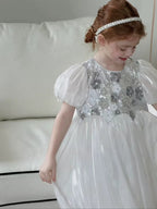 Vestido Infantil Prata Brilhante