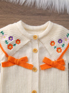 Macacão Infantil Tricô Florzinhas Lacinhos