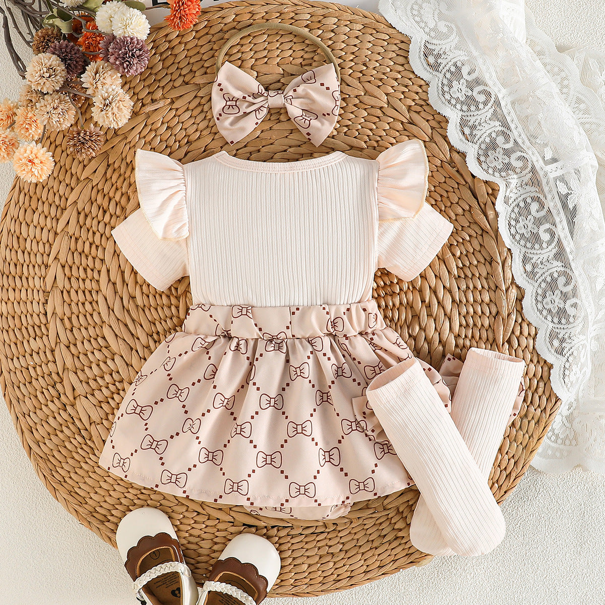 Macacão Infantil Feminino Verão Lacinho