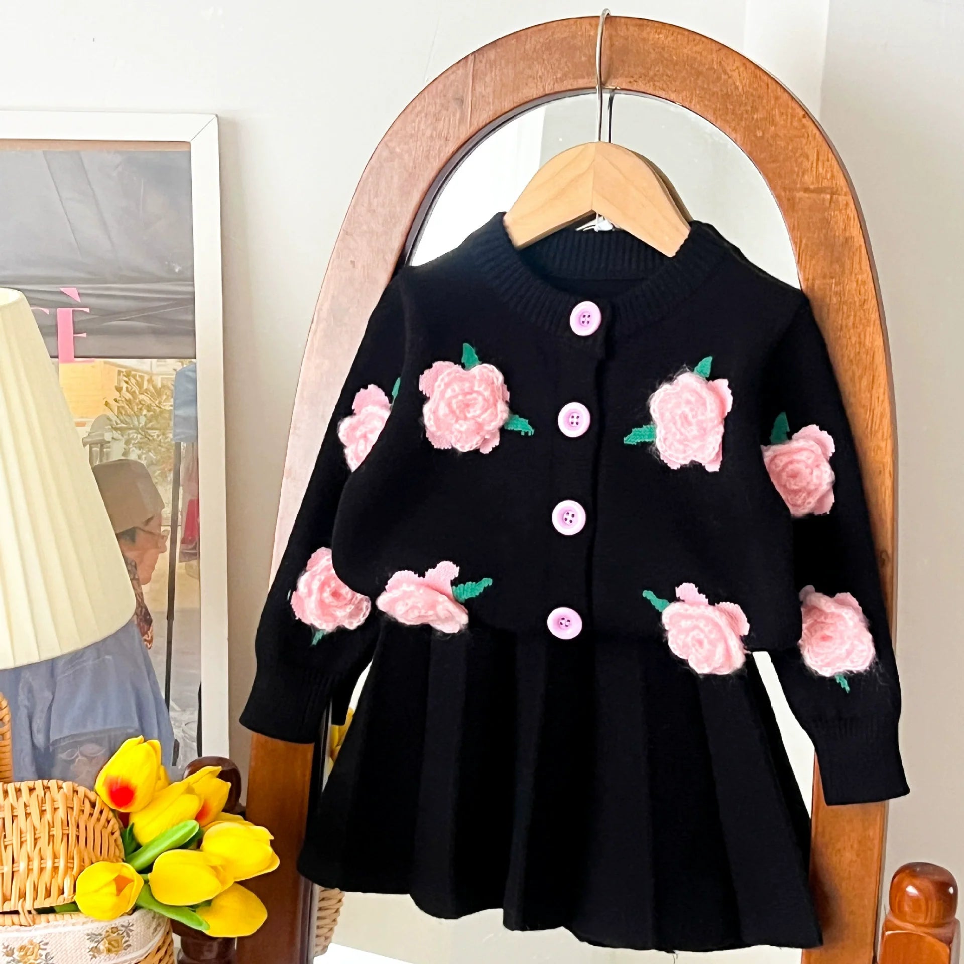 Conjunto Infantil Tricô Mussi Inverno Flores