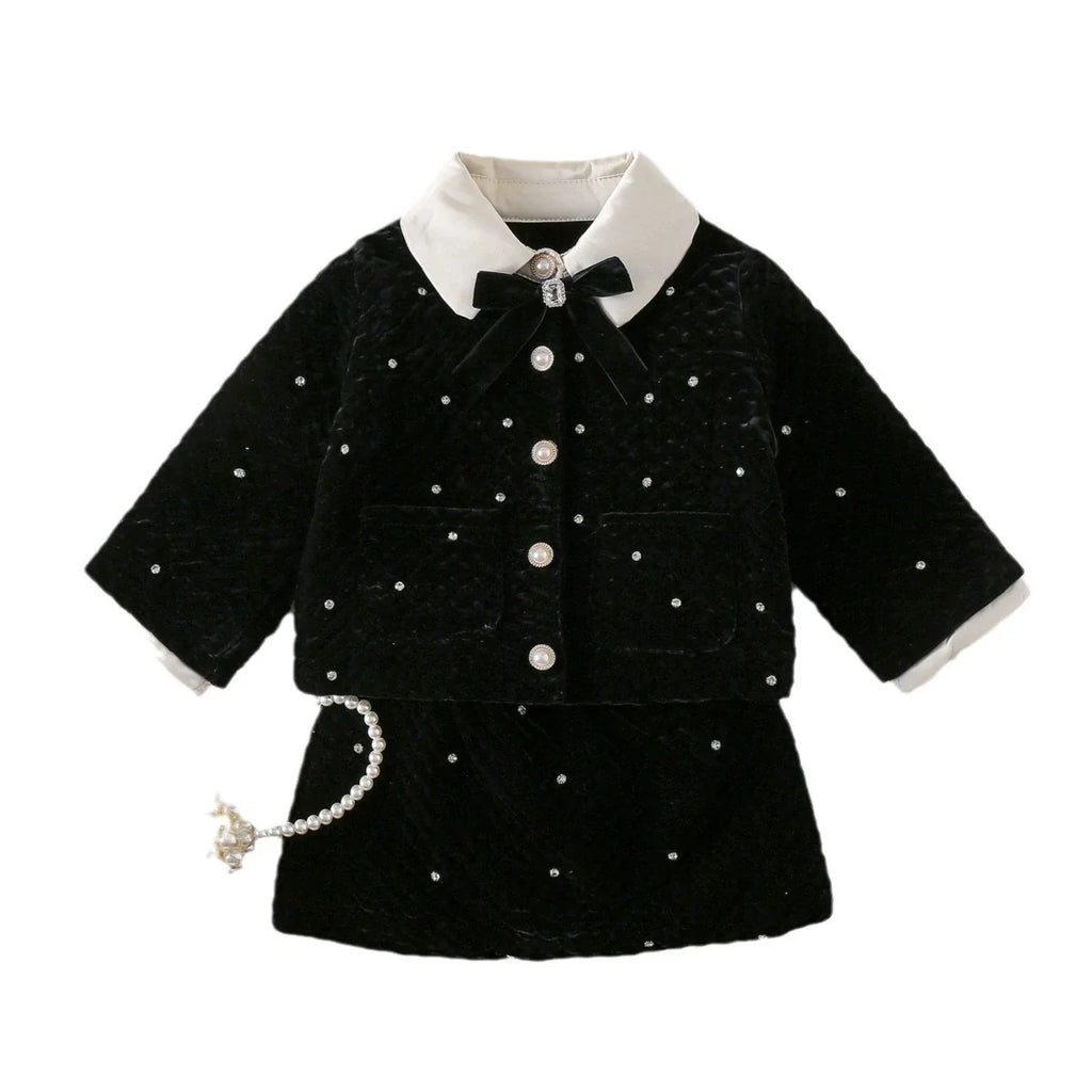 Conjunto Infantil Feminino Preto Pérolas