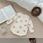 Body Infantil Tricô Florzinhas