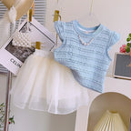 Conjunto Infantil Feminino Azul e Tule