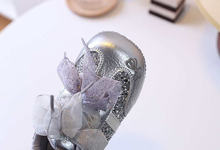 Tênis Infantil Feminino Strass Lacinhos