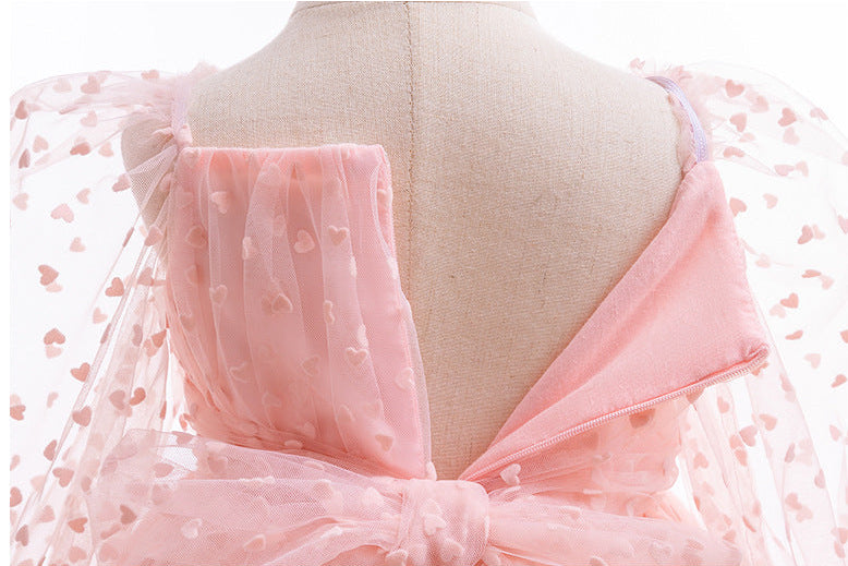 Vestido de Festa Infantil Tule Coraçõeszinhos