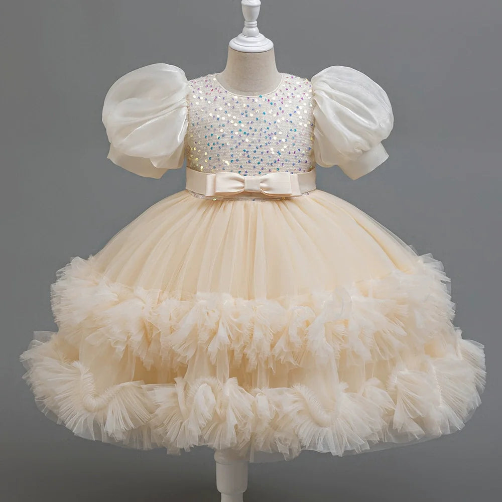 Vestido Infantil Brilhante Bufante