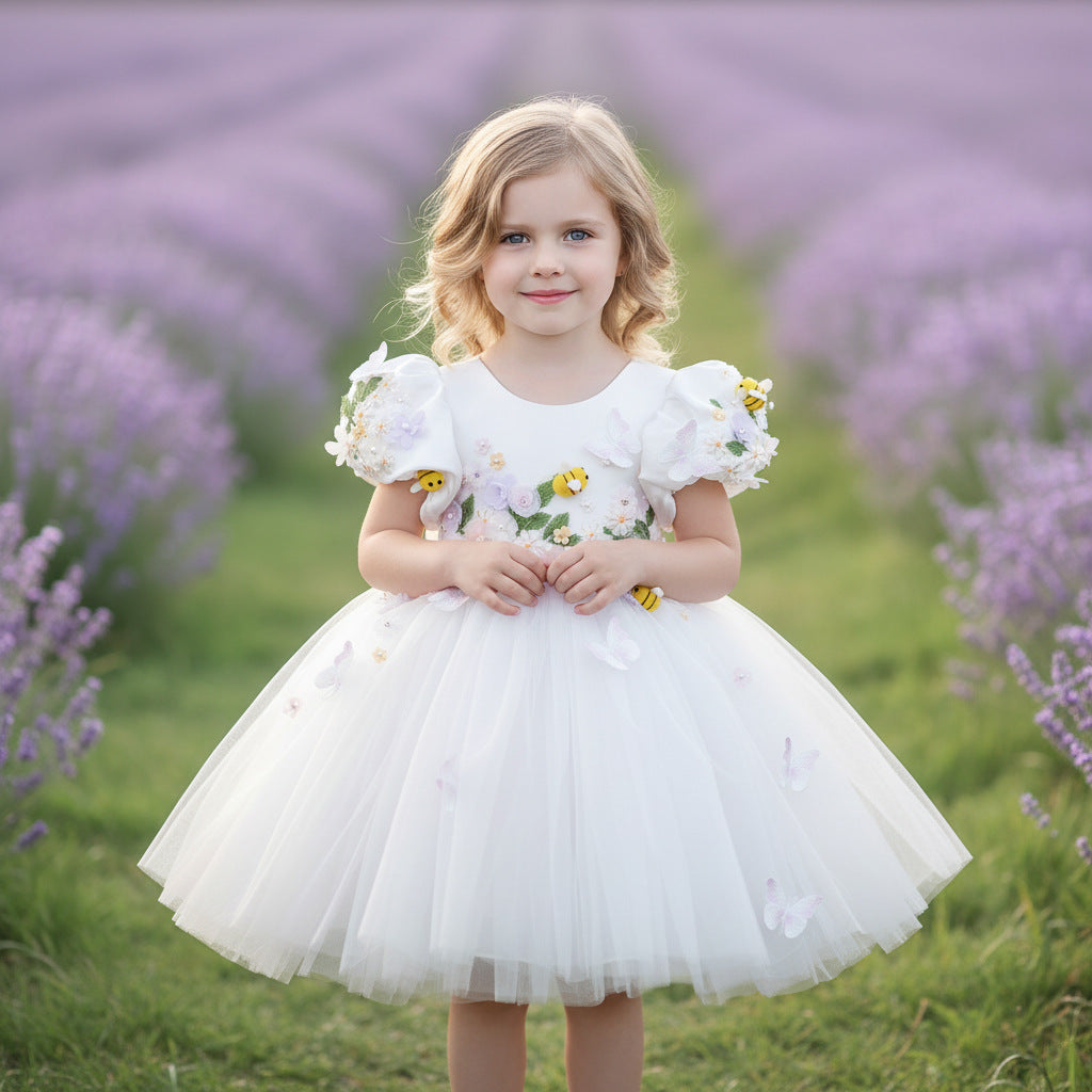 Vestido Infantil Branco Abelinhas