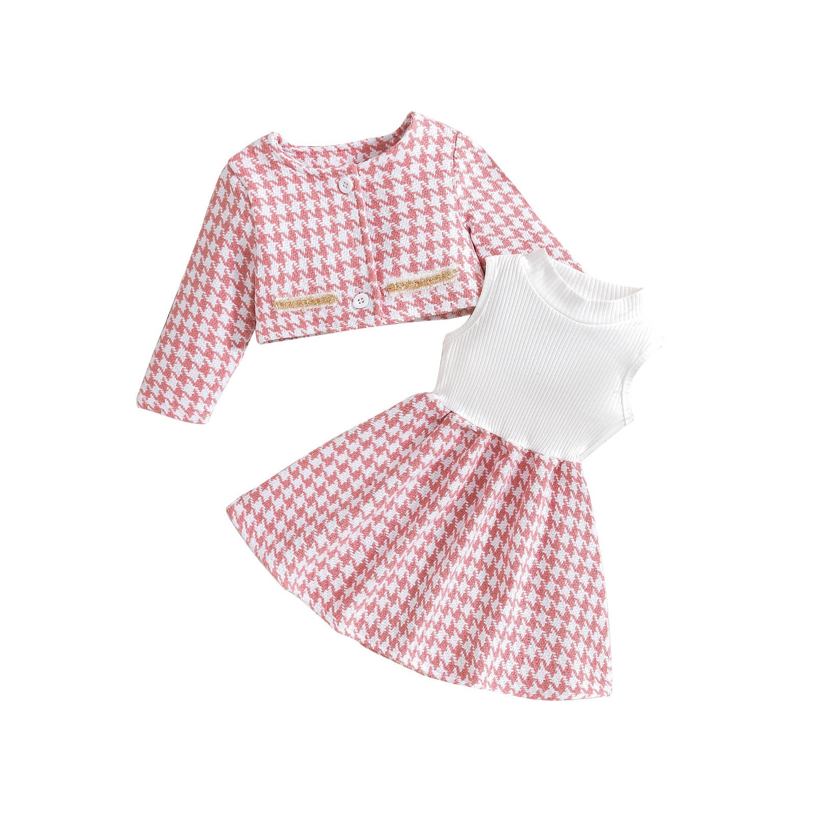 Conjunto Infantil Feminino Tweed Rosa