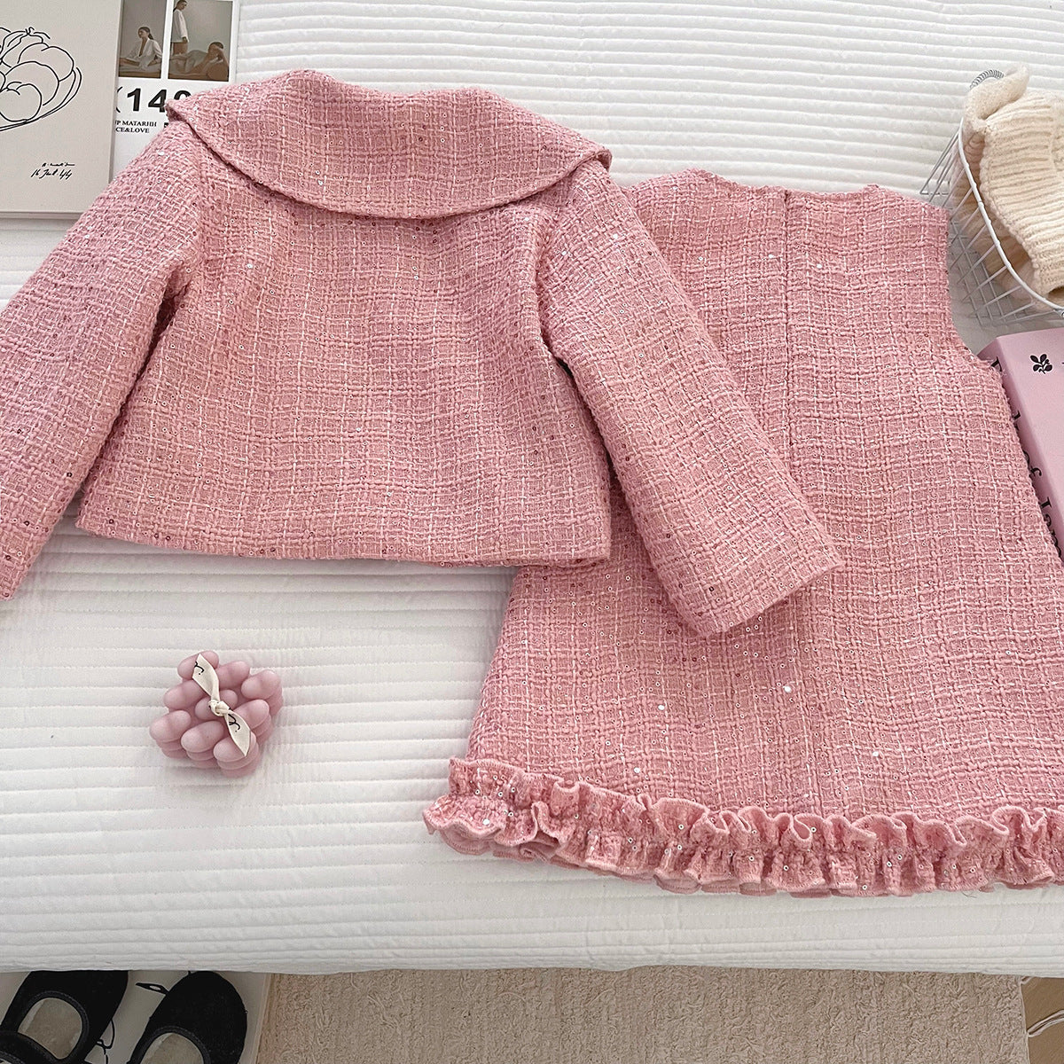 Conjunto Infantil Tweed Love Lacinho
