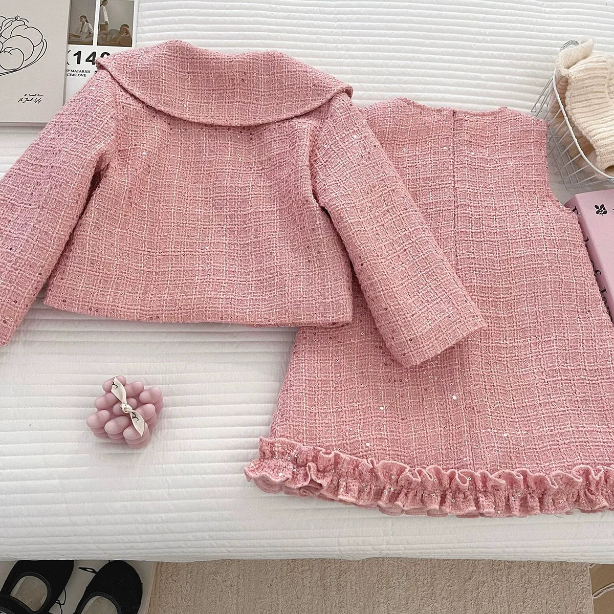 Conjunto Infantil Tweed Love Lacinho