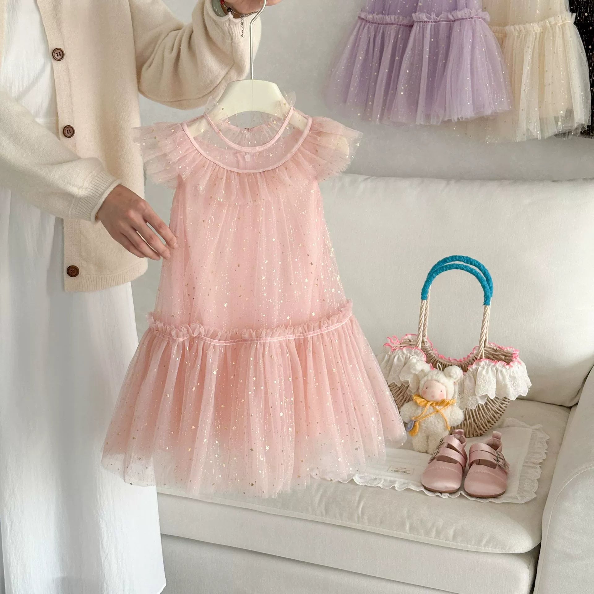 Vestido Infantil Tule com Estrelinhas