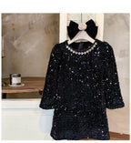 Vestido Infantil Preto de Lantejoulas