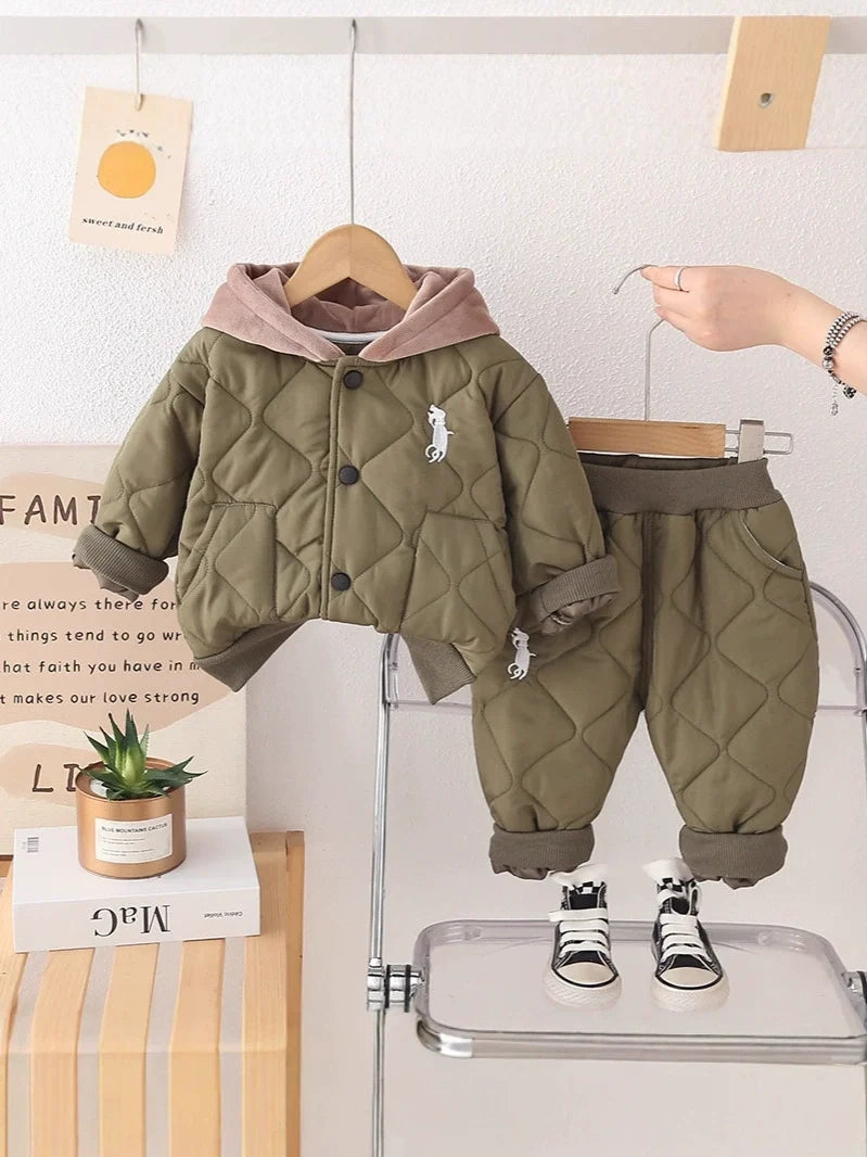 Conjunto Infantil  Inverno Bolsinhos com Capuz
