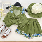 Conjunto Infantil Feminino Verde Florzinhas